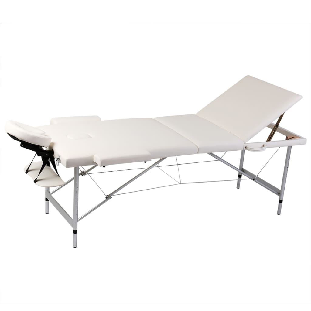 Faltbarer Massagetisch 3 Zonen Creme-Weiß