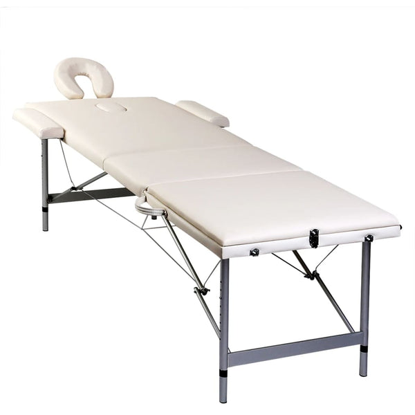 Faltbarer Massagetisch 3 Zonen Creme-Weiß