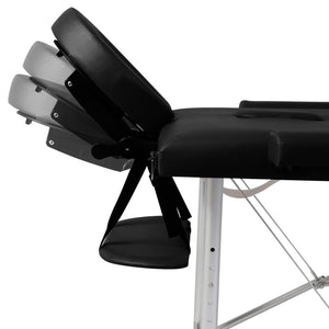 Faltbarer Massagetisch 3 Zonen Aluminium Schwarz