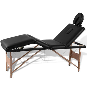 Klappbare Massageliege 4-Zonen Schwarz