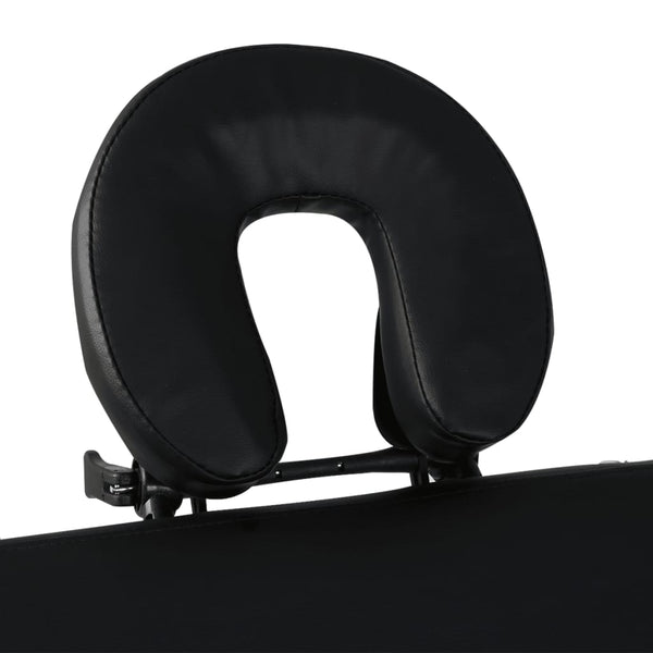 vidaXL Table de massage pliable 4 zones avec cadre en bois Noir