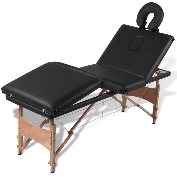 Klappbare Massageliege 4-Zonen Schwarz