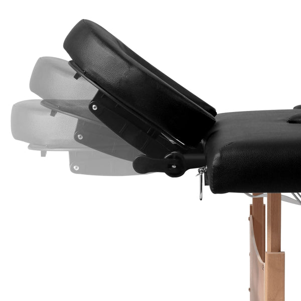 vidaXL Table de massage pliable 4 zones avec cadre en bois Noir