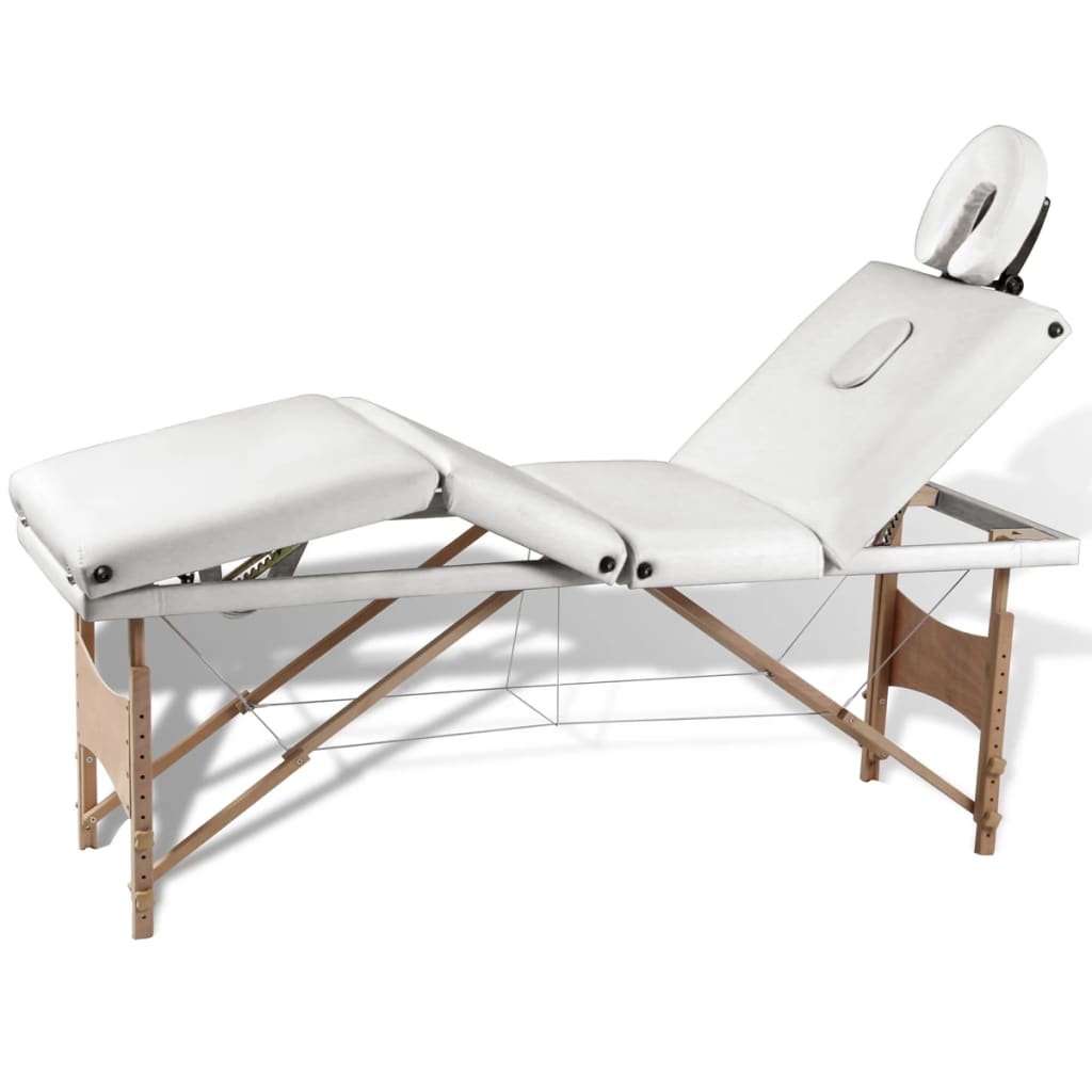 Klappbare Massageliege 4-Zonen Cremeweiß