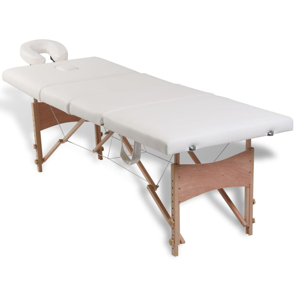 Klappbare Massageliege 4-Zonen Cremeweiß