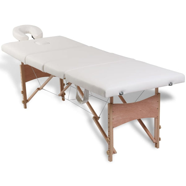 Klappbare Massageliege 4-Zonen Cremeweiß