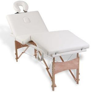 Klappbare Massageliege 4-Zonen Cremeweiß
