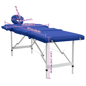 Faltbarer Massagetisch 4 Zonen Blau