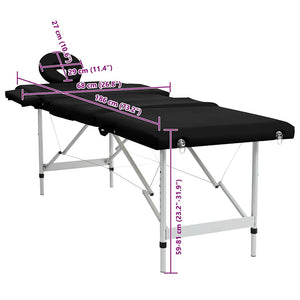 Klappbare Massageliege 4-Zonen Schwarz