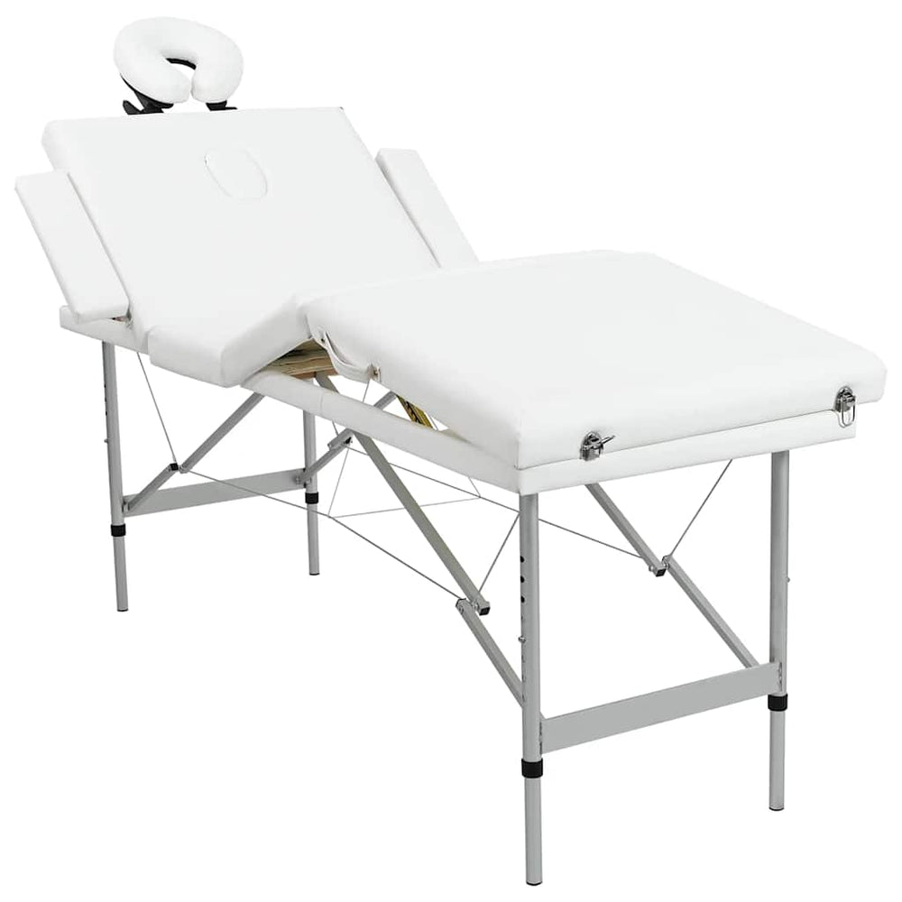 Massagetisch mit Aluminiumrahmen, faltbar 4 Zonen Creme-Weiß
