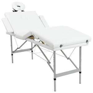 Faltbarer Massagetisch, 4 Zonen, Creme-Weiß