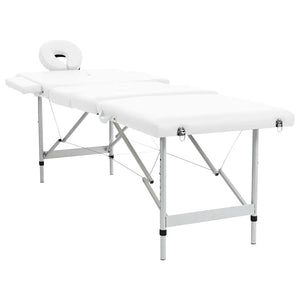 Massagetisch mit Aluminiumrahmen, faltbar 4 Zonen Creme-Weiß