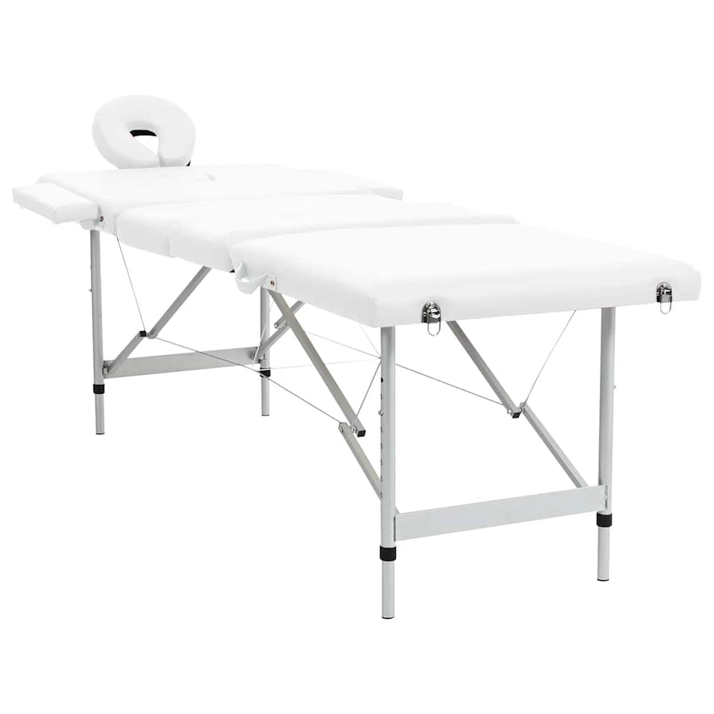 Faltbarer Massagetisch, 4 Zonen, Creme-Weiß