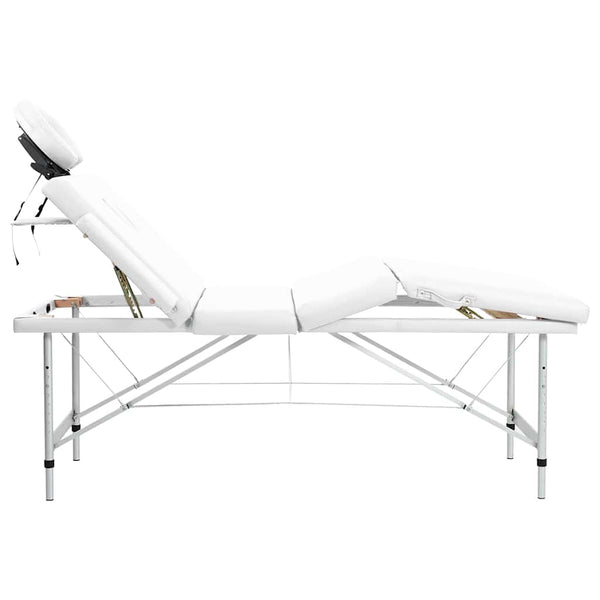 Massagetisch mit Aluminiumrahmen, faltbar 4 Zonen Creme-Weiß