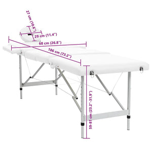 Faltbarer Massagetisch, 4 Zonen, Creme-Weiß