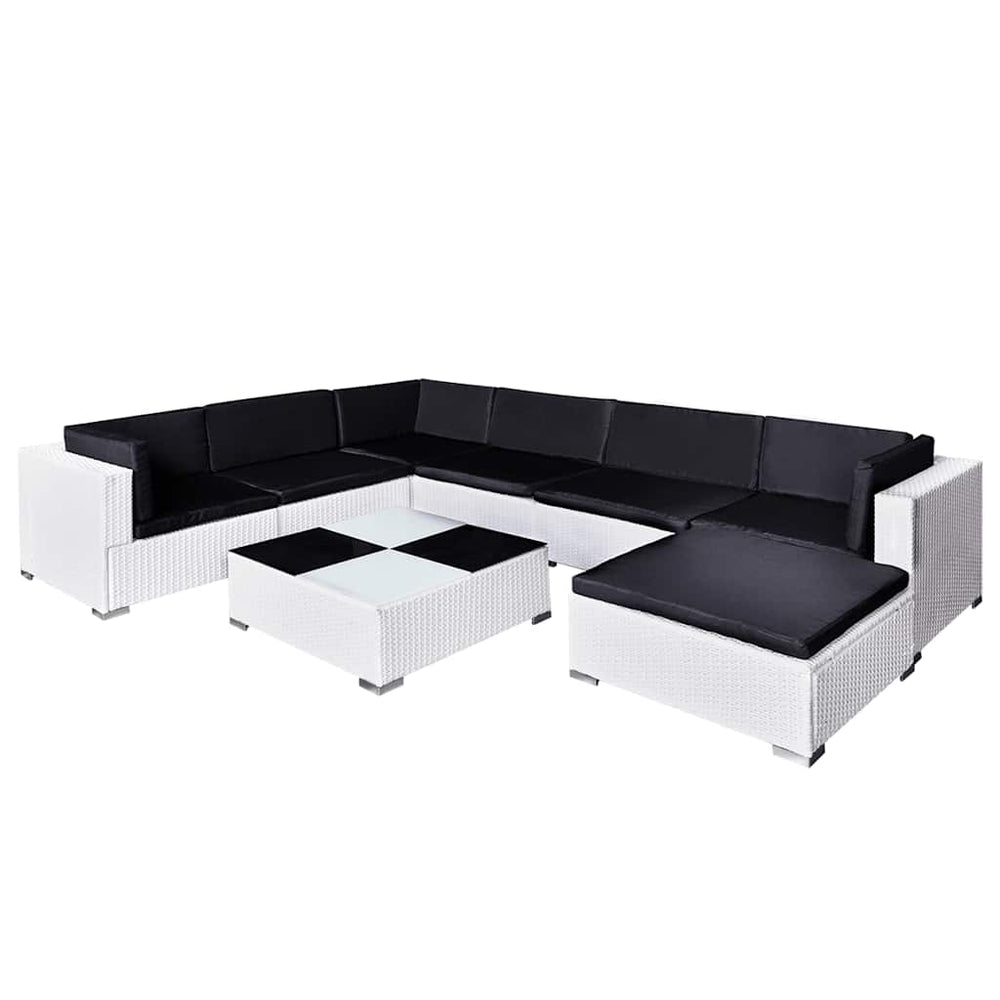 8-teiliges Garten Lounge Set Poly Rattan Weiß