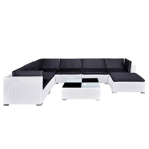 8-teiliges Garten Lounge Set Poly Rattan Weiß