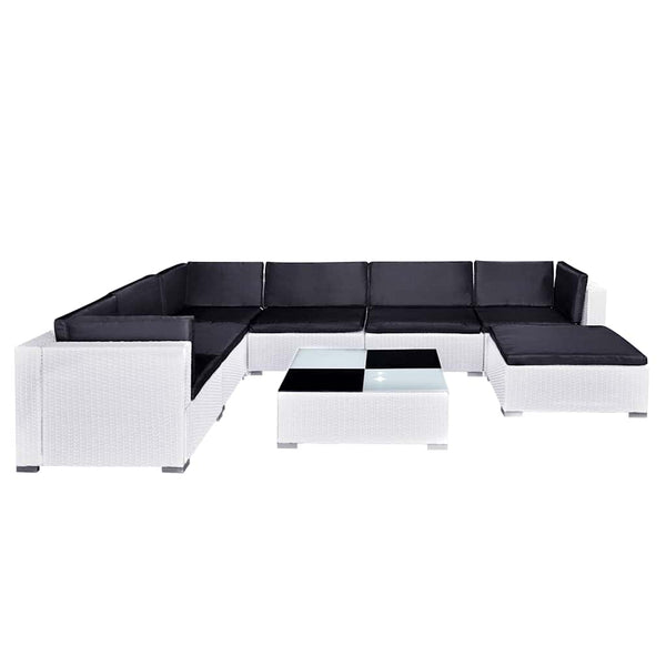 8-teiliges Garten Lounge Set Poly Rattan Weiß
