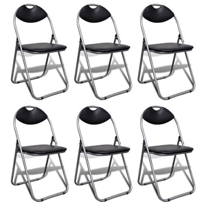 Klappstühle 6er Set Kunstleder Schwarz