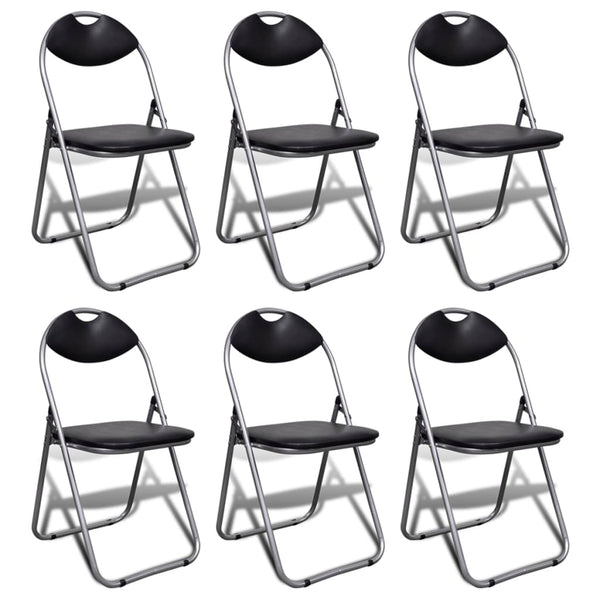 Klappstühle 6er Set Kunstleder Schwarz