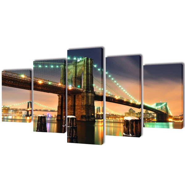 Lot de tableaux de décoration Pont de Brooklyn 200 x 100 cm