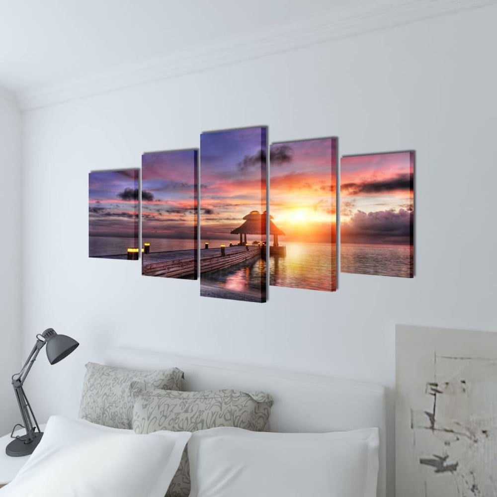 Strand Bilder Set mit Pavillon 100x50 cm