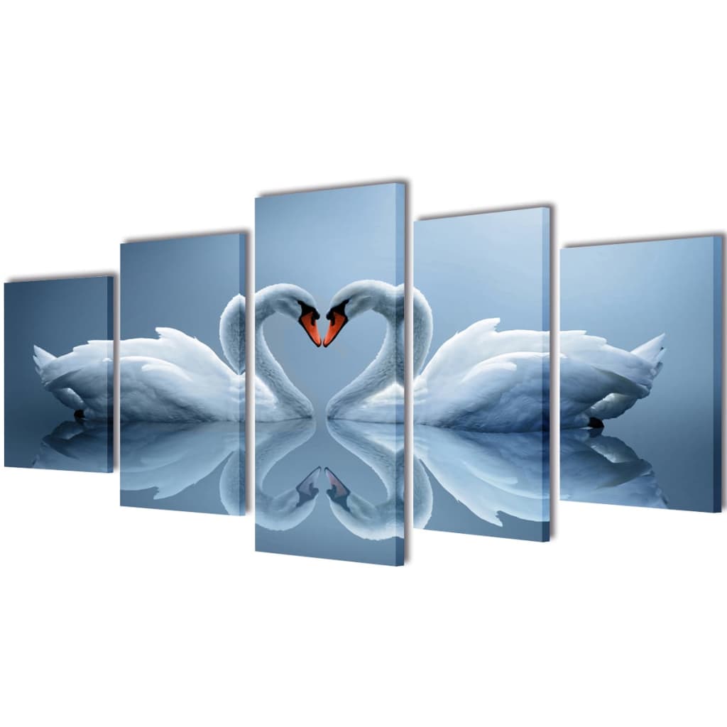 Bilder Dekoration Set Schwan 100 x 50 cm