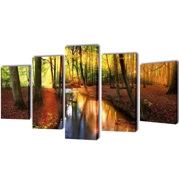 Wald Bilder Set, 100x50cm, 5-teilig