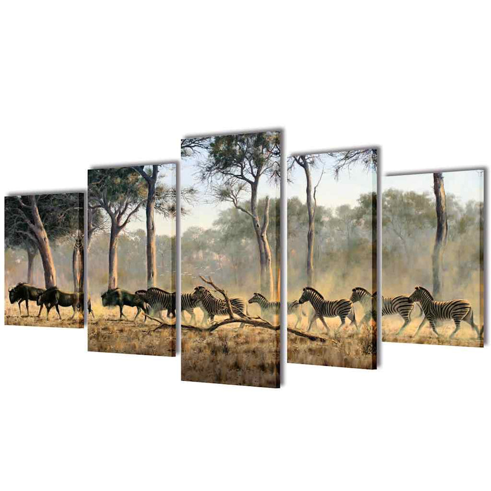 Zebras Bilder Set 100x50 cm