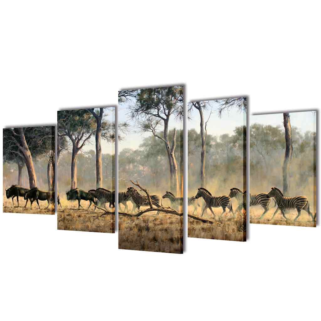 Zebras Bilder Set 100x50 cm