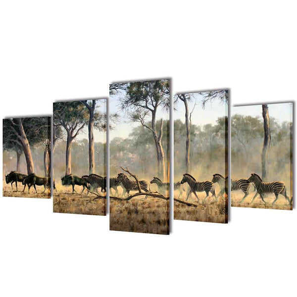 Zebras Bilder Set 100x50 cm