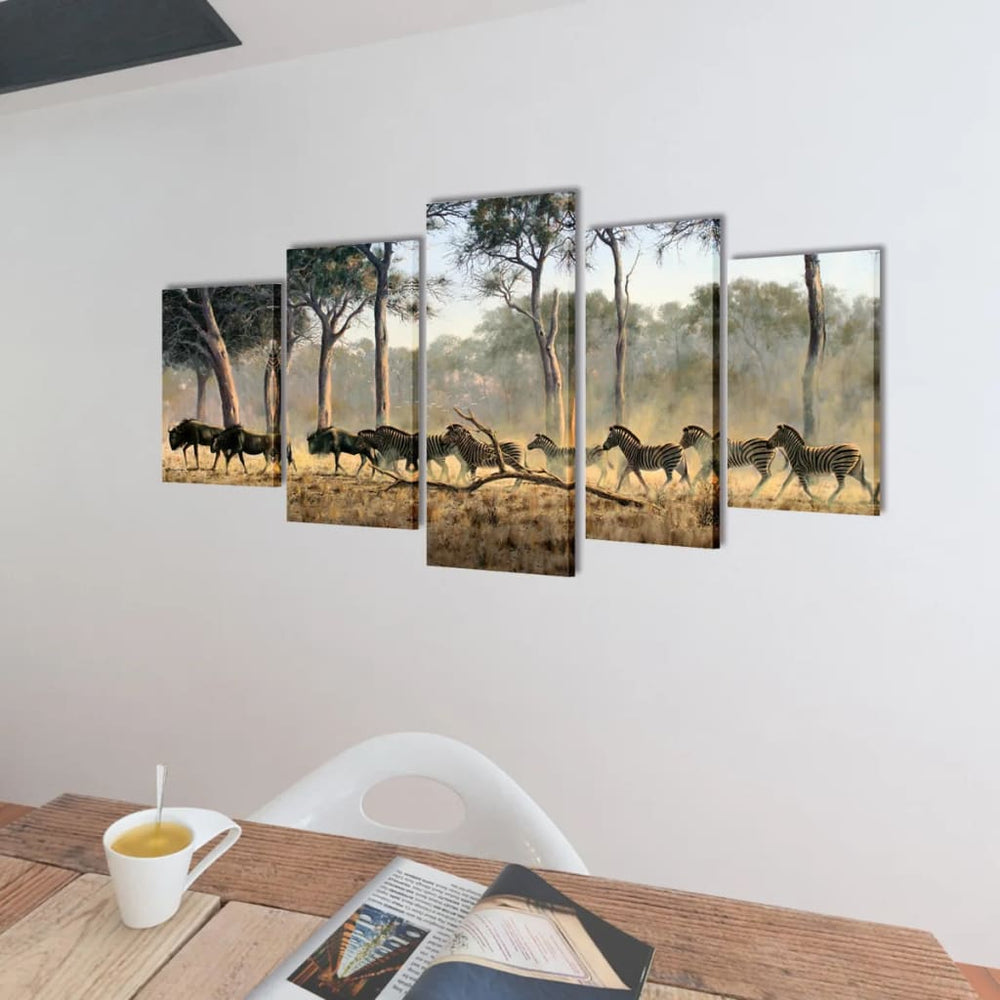 Zebras Bilder Set 100x50 cm