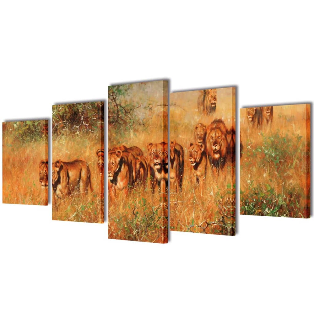 Tableaux décoratifs Set Lions 100 x 50 cm