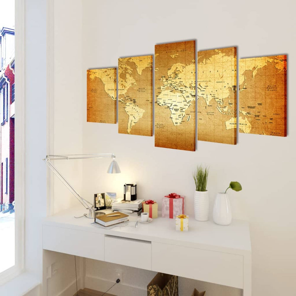 Lot de tableaux décoratifs Carte du monde 200 x 100 cm
