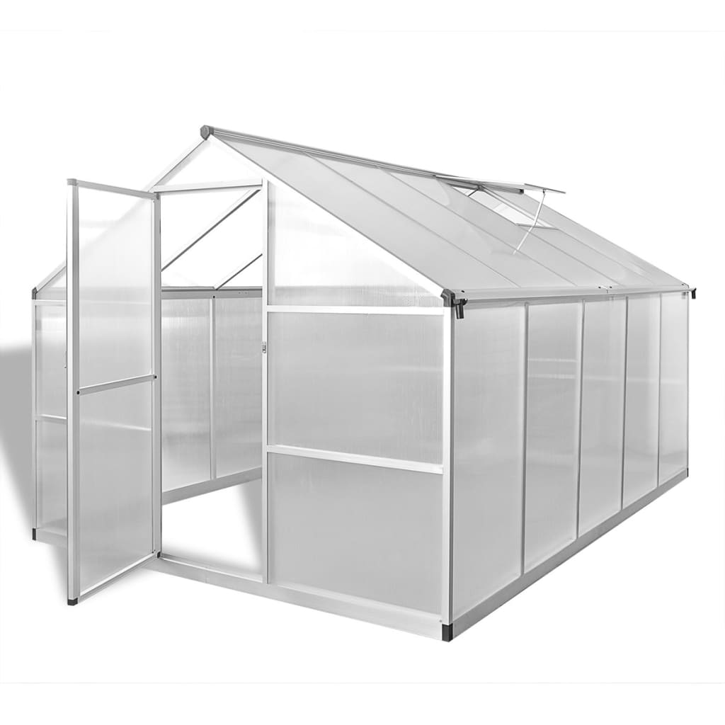 Verstärktes Aluminium Gewächshaus 7,55 m² mit Fundament