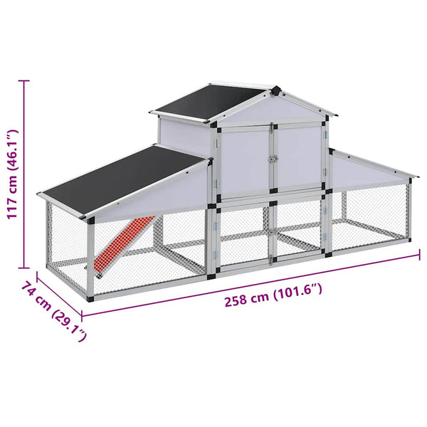 Aluminium Hühnerstall mit Freilaufgehege