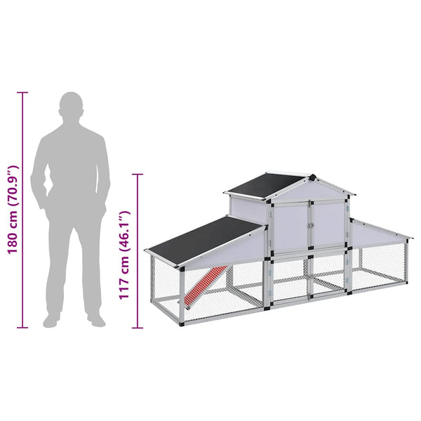 Aluminium Hühnerstall mit Freilaufgehege