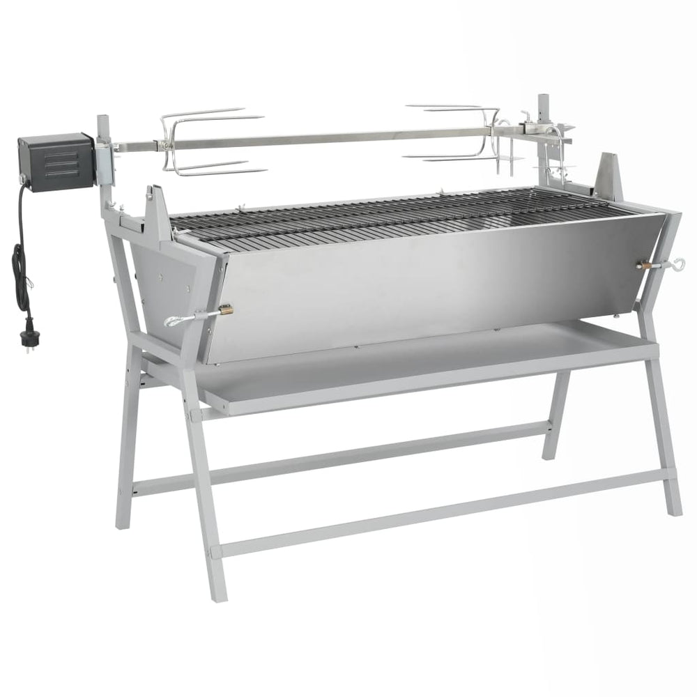 Barbecue avec tournebroche en fer et acier inoxydable