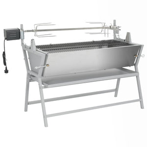 Barbecue avec tournebroche en fer et acier inoxydable