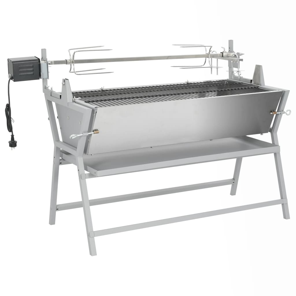 Barbecue avec tournebroche en fer et acier inoxydable