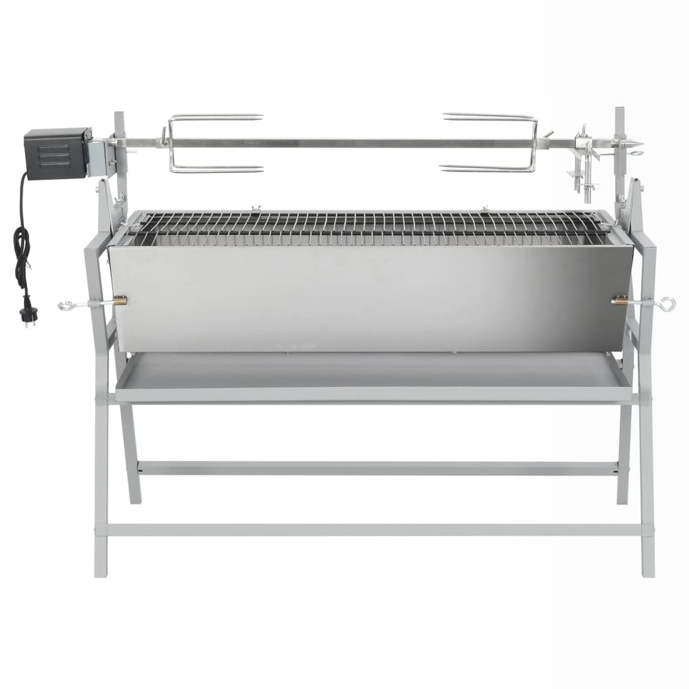 Barbecue avec tournebroche en fer et acier inoxydable