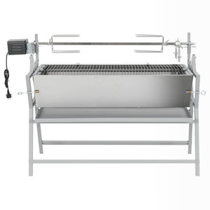 Barbecue avec tournebroche en fer et acier inoxydable