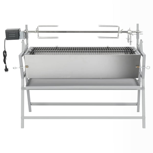 Barbecue avec tournebroche en fer et acier inoxydable