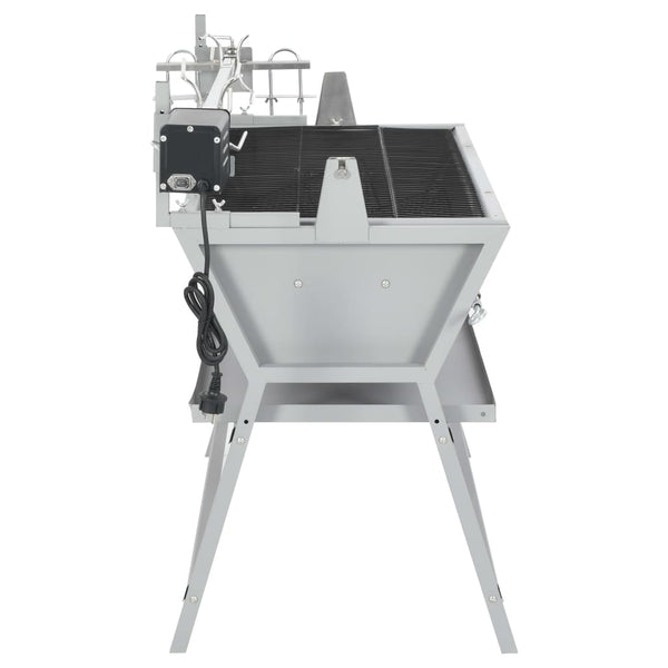 Barbecue avec tournebroche en fer et acier inoxydable