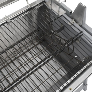 Barbecue avec tournebroche en fer et acier inoxydable