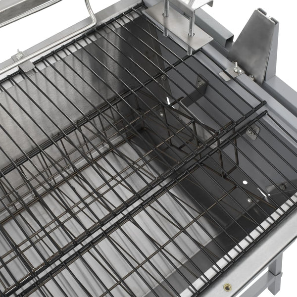 Barbecue avec tournebroche en fer et acier inoxydable