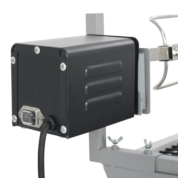 Barbecue avec tournebroche en fer et acier inoxydable