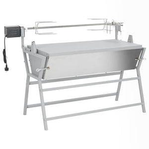 Barbecue avec tournebroche en fer et acier inoxydable