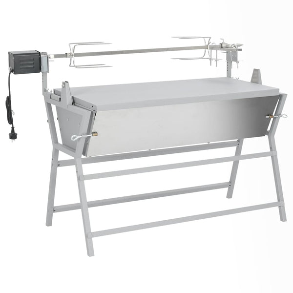Barbecue avec tournebroche en fer et acier inoxydable