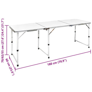 Campingtisch zusammenklappbar höhenverstellbar Aluminium 180 x 60 cm